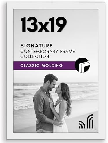 Americanflat 13x19 Picture Frame with Shatter-Resistant Glass - Signature Collection - Gallery-Style Frames Made of Engineered Wood - Photo Frame for Wall Display - White by Americanflat