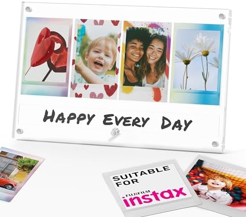 Instax Polaroid Photo Frame for Fujifilm Instax Mini/Square/Wide Films, Acrylic Magnetic Picture Frame with Message Panel, Desktop Photo Display Holder for 2x3 Photos, Gift for Family and Friends by Janaden