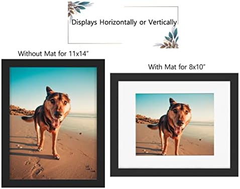 Califortree Black 11x14 Picture Frame - Display Photos 8x10 with Mat or 11x14 Without Mat - HD Glass Inside, Set of 2 - Image 3
