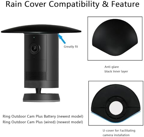 UV Rain Cover Compatible with Ring Outdoor Cam Plus(new-est Model), Weatherproof Camera Protector, Sun Shade Camera Cover, Anti Glare, Black, 1Pack | Weatherproof Camera Protector, Sun Shade Camera Cover, Anti Glare, Easy to Install, Not Obstruct the V... - Image 2