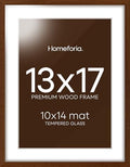 Homeforia 13x17 Brown Oak Picture Frame, High-End Wood, 10x14 Mat, Glass by Homeforia