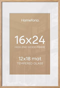 Homeforia 16x24 Natural Oak Picture Frame, High-End Wood, 12x18 Mat, Glass by Homeforia