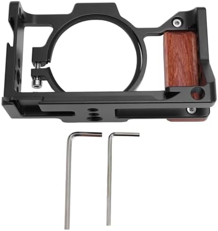 Camera Cage Aluminum Alloy Metal Protective Video Rig with Wood Handle Cold Shoe Mount for ZV-1 II ZV-1F/4847 - Image 5