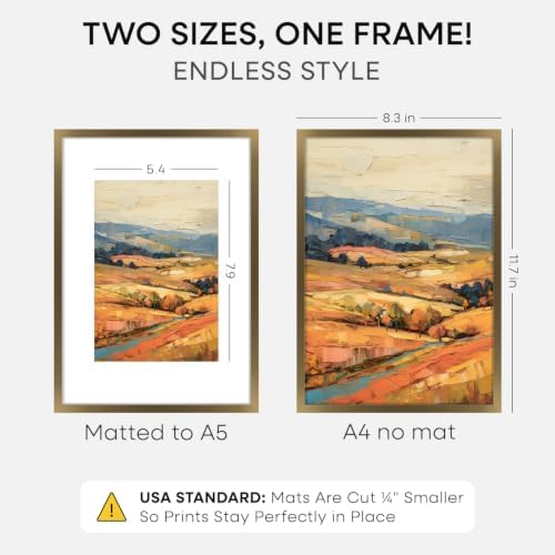 Homeforia A4 Bronze Picture Frame, High-End Metal, A5 Mat, Glass - Image 2