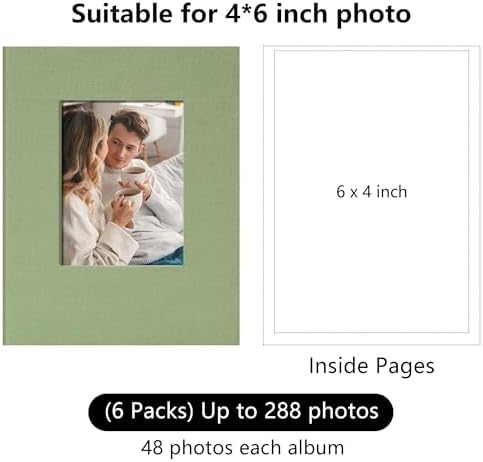 Small 4x6 Photo Album 24 Pockets Linen Cover Light Green 6 Pack - Image 2