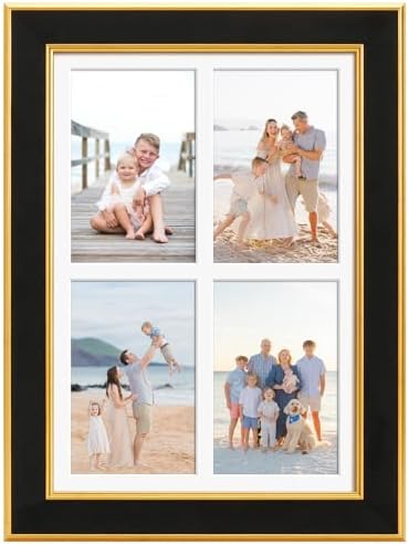 Suede 9x13 Picture Frame Display 4 Opening Picture Frames Collage 4x6 Wall Decor with Mat,Multi Photo Frame for Plexiglass,Wall Decor,1Pack,Black - Image 3