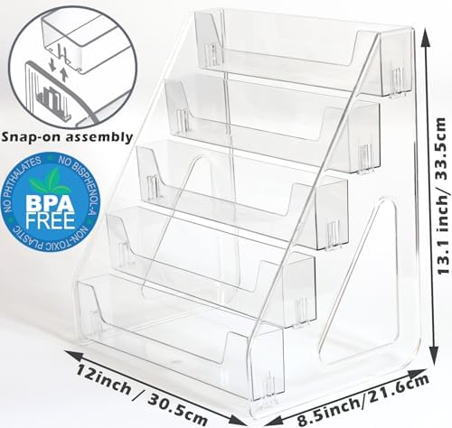 Card Display Stand set of 2, Clear 5-Tiered Shelf For Greeting Card, Stickers, Postcard, Sports Graded Card, Football Baseball Basketball Cards, Table Top Holder Display Rack For Psa Slabs (2 Pack) - Image 5