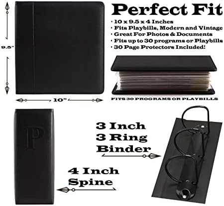 2Fold Binder for Holding Broadway Play Program and Theater Programs with 30 Custom Sheet Protectors - PU Leather - Fits Programs from Mid 1980s to Modern (Black EmbossedP) - Image 2