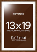 Homeforia 13x19 Brown Oak Picture Frame, High-End Wood, 11x17 Mat, Glass by Homeforia