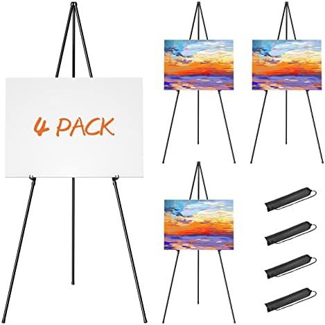 Easel Stand for Display, Aredy 63" Portable Painting Easel, Lightweight Metal Easels for Painting Canvas, Wedding Sign (4 Pack) by Aredy