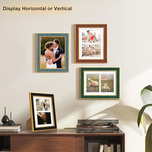 Suede 8.5x11 Picture Frame Display 2 Opening 5x7 Double Picture Frames Collage Wall or Tabletop Decor with Mat,Multi Photo Frame for Plexiglass,Wall Decor,1Pack,Blue - Image 6