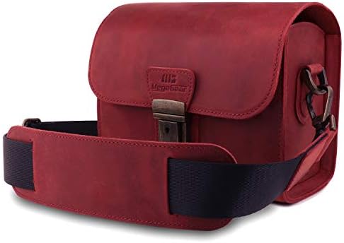 MegaGear Pebble Genuine Leather Camera Messenger Bag for Mirrorless, Instant and DSLR Cameras by MegaGear