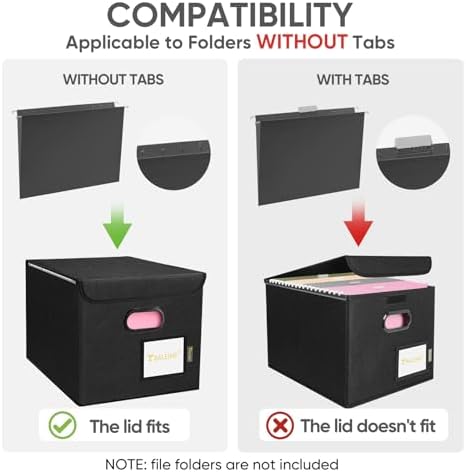BALEINE File Organizer Box with Lid, Collapsible Hanging File Storage Box - Image 5