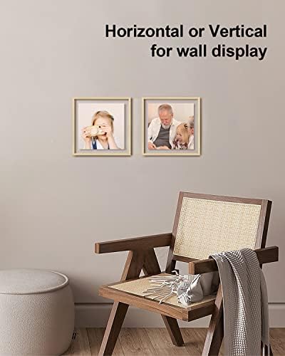 Egofine 8x8 Floating Frames Set of 2, Double Plexiglass Picture Frame, Made of Solid Wood Display Any Size Photo up to 8x8, Wall Mount or Tabletop Standing, Natural Wood - Image 6
