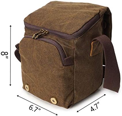 Small Camera Bag/Case, Vintage Canvase Leather Trim DSLR SLR Camera Shoulder Messenger Sling Bag - Image 2