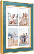 Suede 9x13 Picture Frame Display 4 Opening Picture Frames Collage 4x6 Wall Decor with Mat,Multi Photo Frame for Plexiglass,Wall Decor,1Pack,Blue by AnoziebyProductsunder