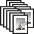upsimples 8.5x11 Picture Frame Set of 10, Display Pictures 6x8 with Mat or 8.5x11 Without, Multi Photo Frames Collage for Wall or Tabletop Display, Black by upsimples