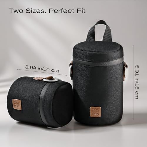 C Coiro Premium Camera Lens Case with Quick Release Strap, Water Resistant Protective Lens Pouch for DSLR Camera, 2 Size L and M, Compatible for Canon, Nikon, Sony, Pentax, Olympus - Image 4