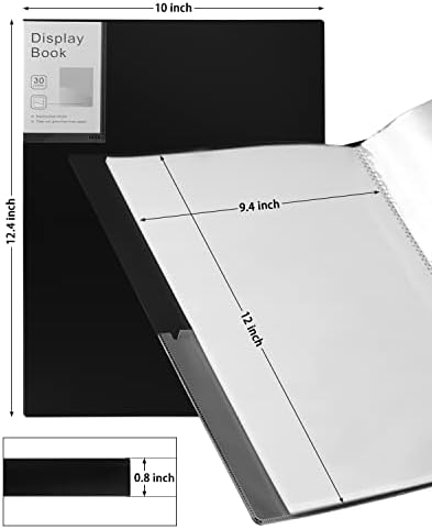 Portfolio Folder for Artwork Art Portfolio Binder 2 Packs 9"x12" Demo Book Black Portfolio Folder with Protective Film Binder with Plastic Sleeve 30 Pockets 60 Page Capacity - Image 2