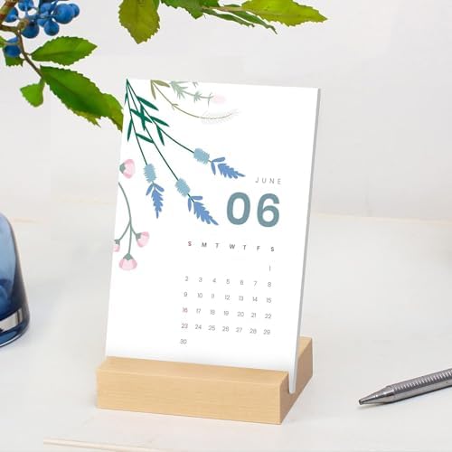 UNIQOOO 3.5" Birch Wood Stand for Monthly Desk Calendar, Wooden Block Base, Cardstock Holder, For Office Home Retail Reception Decor, Photo Display, 10 Pack - Image 5