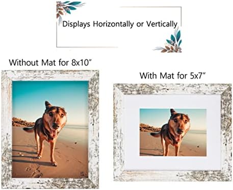 Califortree Rustic White 8x10 Picture Frame - Display Photos 5x7 with Mat or 8x10 Without Mat - HD Glass Inside, Horizontal and Vertical Display Frames for Wall and Tabletop - 1 Pack - Image 3