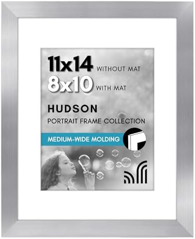 Americanflat 11x14 Picture Frame - Matted to 8x11 - Silver by Americanflat