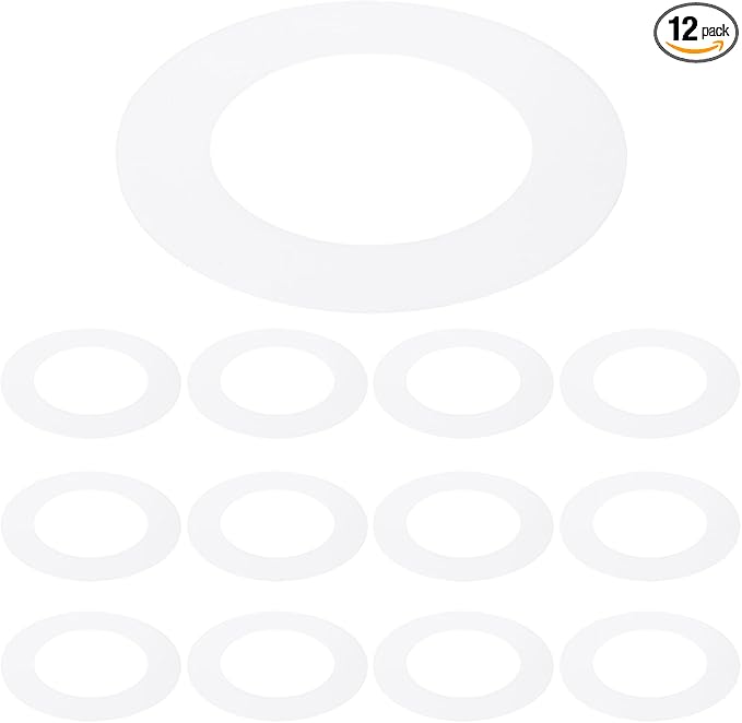 PATIKIL 2.8" ID 4.5" OD Plastic Trim Ring, 12 Pcs Ceiling Light Goof Rings Matte Circular Light Cover Lighting Fixture for Ceiling Wall Recessed Can Downlights, Translucent Matte White by PATIKIL