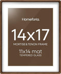 Homeforia 14x17 Mortise&Tenon Walnut Picture Frame, 11x14 Mat, Glass by Homeforia