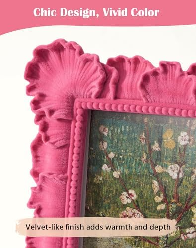 4x6 Pink Picture Frame with Flocking Finish for Shelf Desk Decor - Image 3