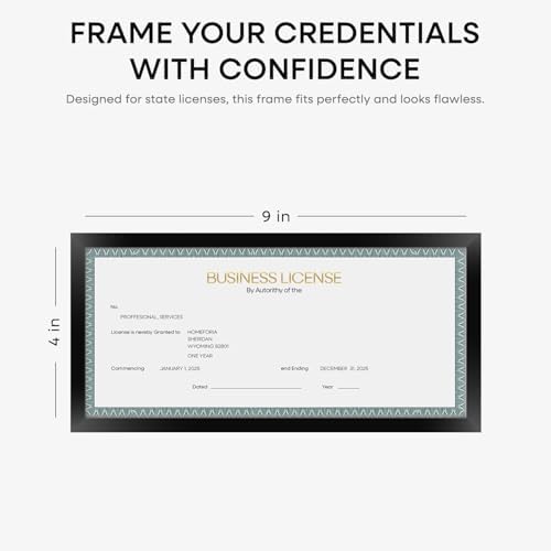 Homeforia 4x9 Black Business License Frame, High-End Metal, Glass - Image 6
