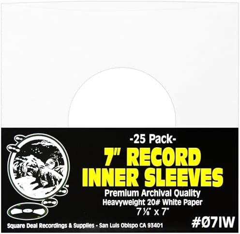 (25) Archival Quality Acid-Free Heavyweight Paper Inner Sleeves for 7 Inch Vinyl Records #07IW by SquareDealRecordingsSupplies