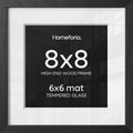 Homeforia 8x8 Black Oak Picture Frame, High-End Wood, 6x6 Mat, Glass by Homeforia