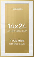Homeforia 14x24 Gold Picture Frame, High-End Metal, 11x22 Mat, Glass by Homeforia