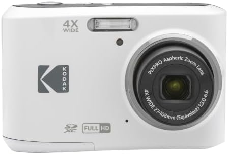 KODAK PIXPRO FZ45 16MP Compact Digital Camera, 4X Optical Zoom, AA, White by Unknown