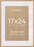 Homeforia 17x24 Natural Oak Picture Frame, High-End Wood, 13x19 Mat, Glass by Homeforia
