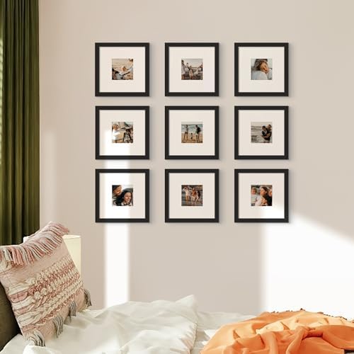 upsimples 8x8 Picture Frame, Photo Collage Wall Decor Set of 10, Black - Image 2