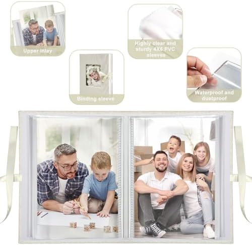 Photo Album 4x6 100 Pockets, Slip-in Picture Albums, Linen Cover Top Loader Vertical Pockets Albums for Baby, Kids Boy Girls, Wedding, Family, Anniversary, Beige - Image 6