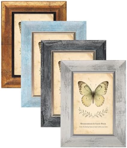 XUANLUO 4x6 Picture Frames Set of 4,Rustic Retro Photo Frame(Mix Color) by XUANLUO