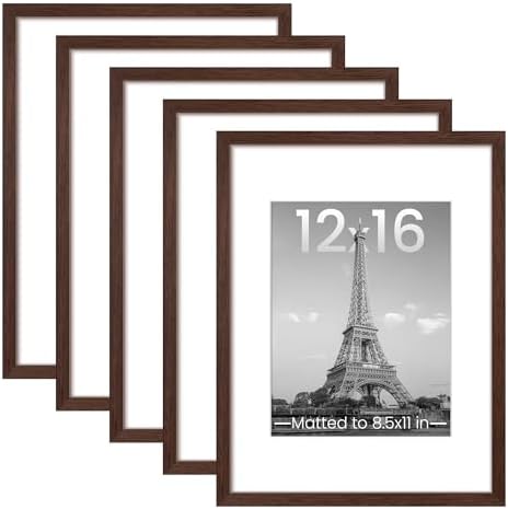 upsimples 12x16 Picture Frame, Gallery Wall Frames Set of 5, Brown by upsimples