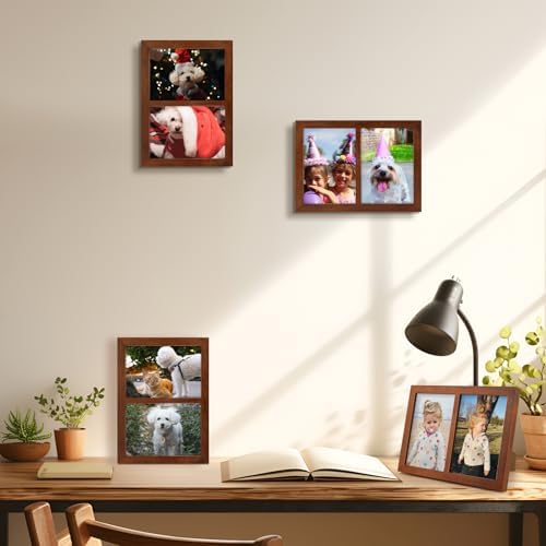 Golden State Art, 5x7 Double Picture Frame, Displays Two 5x7 Photos (Brown) - Image 6