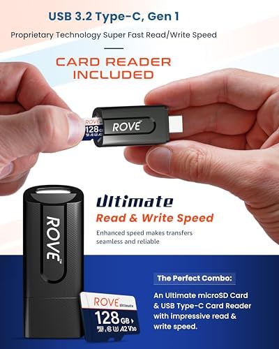 ROVE Ultimate Micro SD Card microSDXC 128GB Memory Card with USB 3.2 Type C Card Reader 170MB/s C10, U3, V30, 4K, A2 for Dash Cam, Android Smart Phones, Tablets, Games (Pack of 2) - Image 3