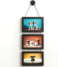 WARM&LOVE 4x6 Inch Hanging Picture Frames with 3 Openings, Rustic Wood Wall Photo Frame, Picture Frame Displays 4 Photos for Wall Decor (Black) by WarmLove