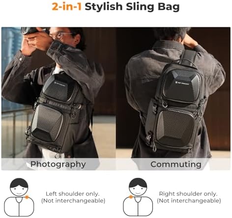 K&F CONCEPT Hardshell Camera Sling Bag, 10L EVA Case with Tripod Holder - Image 2