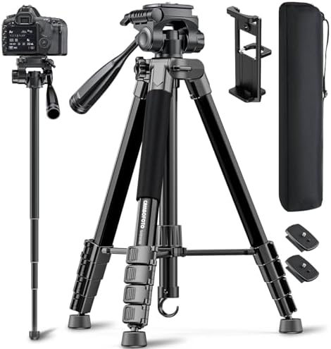 CAMBOFOTO 73" Camera Tripod and Monopod, Aluminum Tripod Stand/Black by CAMBOFOTO