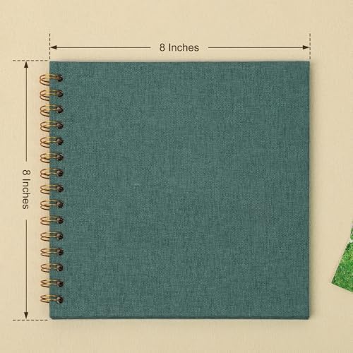 Scrapbook Photo Album 8x8 Inches 40 Pages Linen Cover Green - Image 3