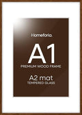 Homeforia A1 Brown Oak Poster Frame, High-End Wood, A2 Mat, Glass by Homeforia