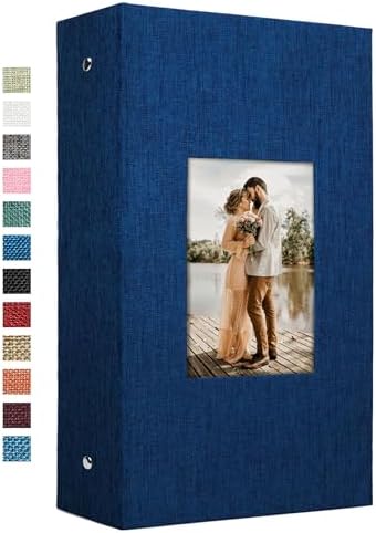 Vienrose 4x6 Photo Album,420 Pockets,Linen Cover with Window,Blue by Vienrose