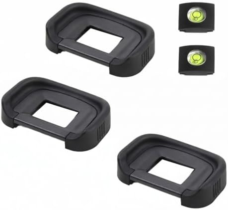 EF Camera Eyecup with Hot Shoe Bubble Level for Canon EOS Rebel T7 T6 T5 T100 4000D 3000D - Soft Rubber Viewfinder Eyepiece to Block Glare for Outdoor Shooting (3 Eyecups + 2 Levels) by Unknown