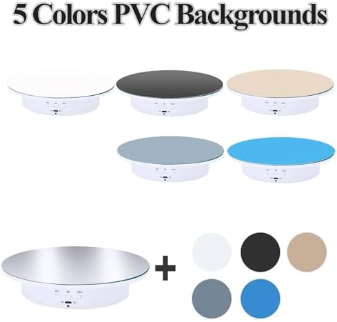 JAYEGT Motorized Rotating Display Stand, 7.87inch /17.6lbs Load, 360 Degree Electric Rotating Turntable for Photography Products, Jewelry，5 Colors Backgrounds, Mirror Cover (White/Remote Control) - Image 5