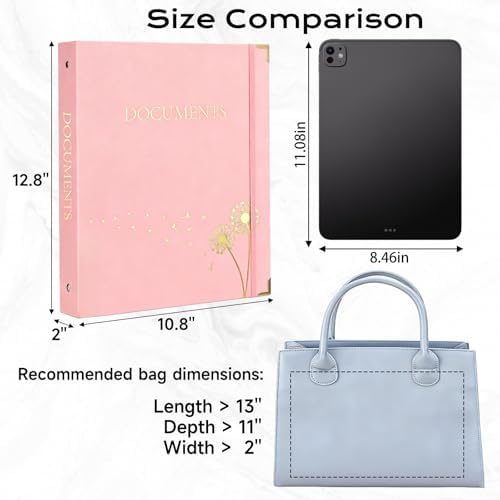 XKDOUS Important Document Organizer 3 Ring Linen Binders Folio File Folders - Image 5